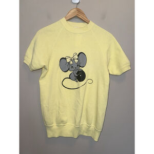 Vintage Bassett-Walker Mouse Graphic Short Sleeve Sweatshirt Yellow Women’s M
